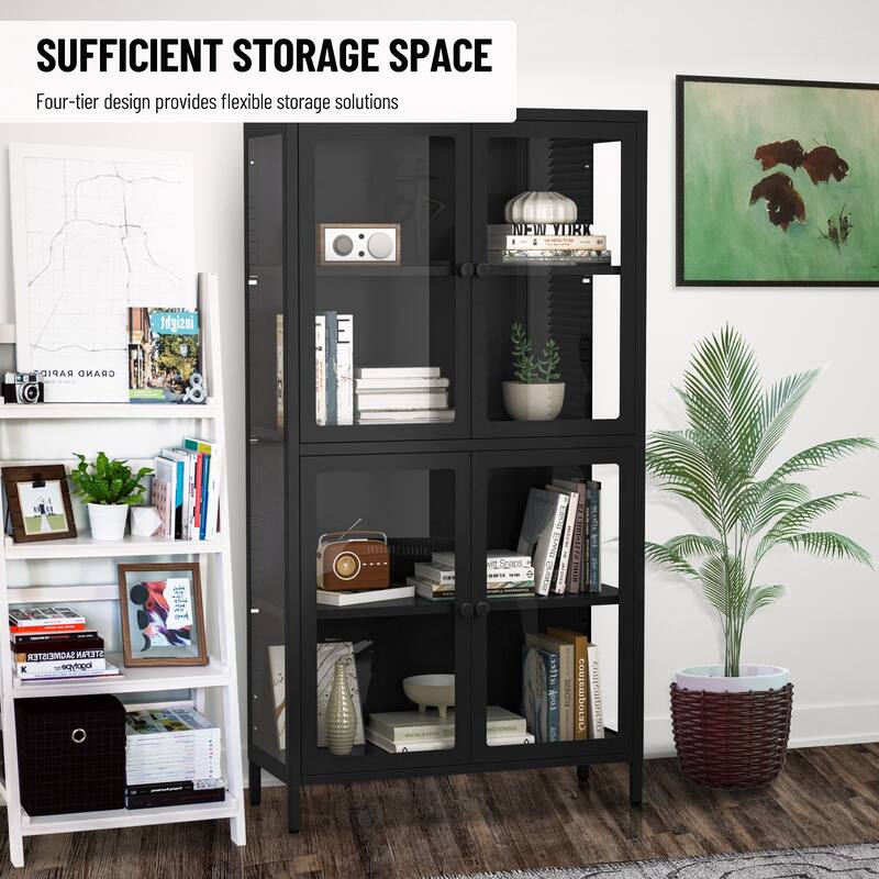 Four Glass Door Storage Cabinet