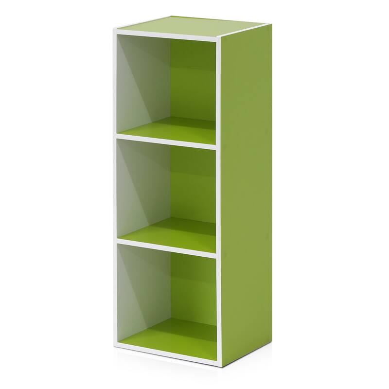 31.5 in. Tall White/Green Wood 3-Shelf Bookcase