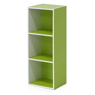31.5 in. Tall White/Green Wood 3-Shelf Bookcase