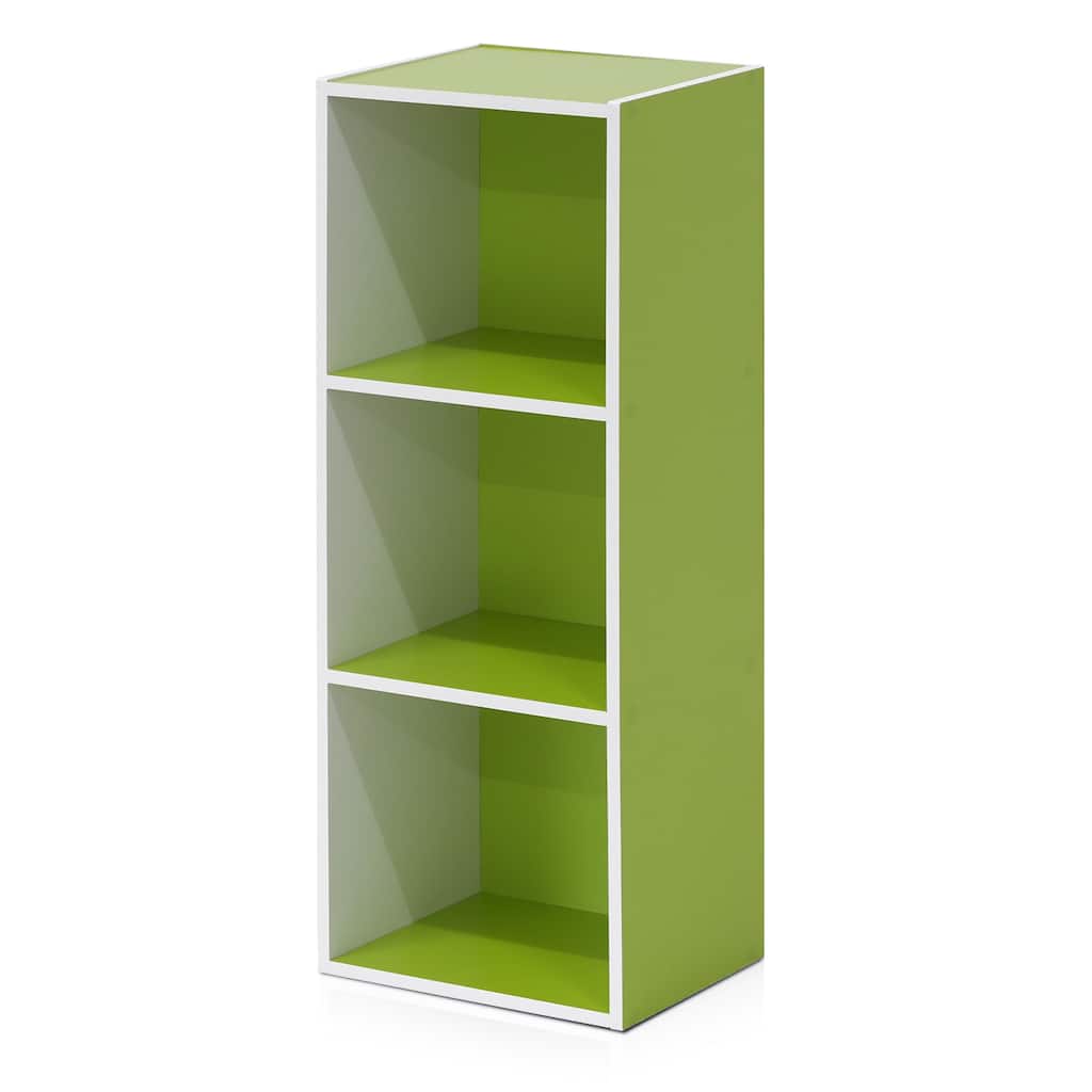 31.5 in. Tall White/Green Wood 3-Shelf Bookcase