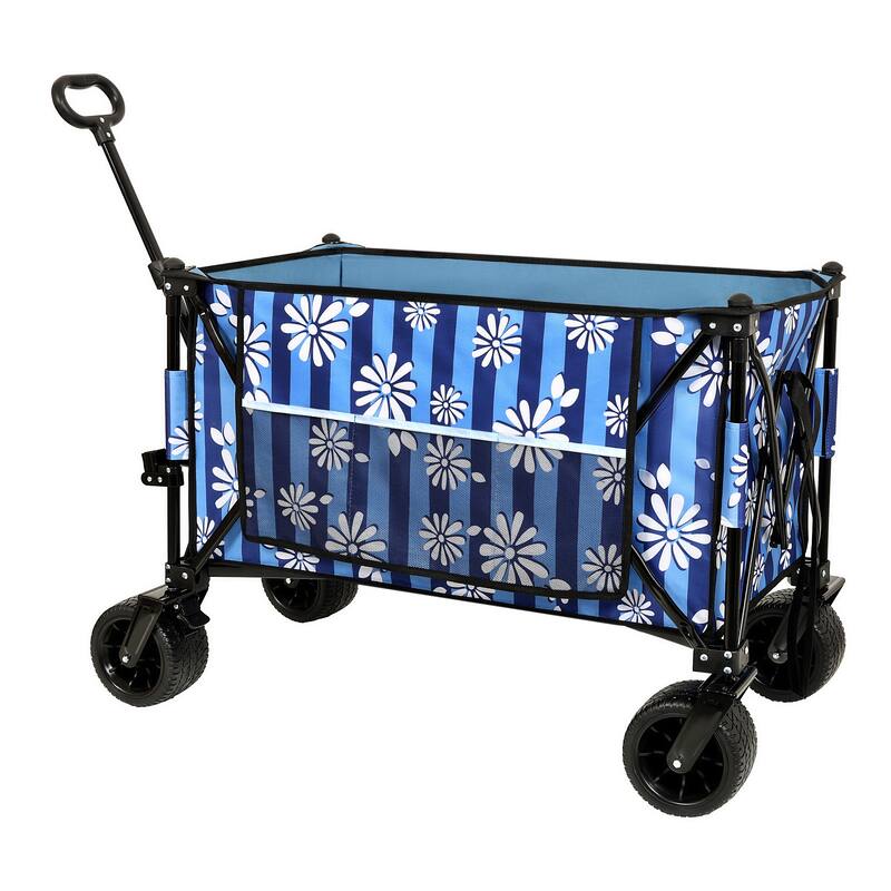 480lb Extended Heavy-Duty Folding Wagon - All-Terrain Wheels with Drink Holders, Side Pocket & Brakes