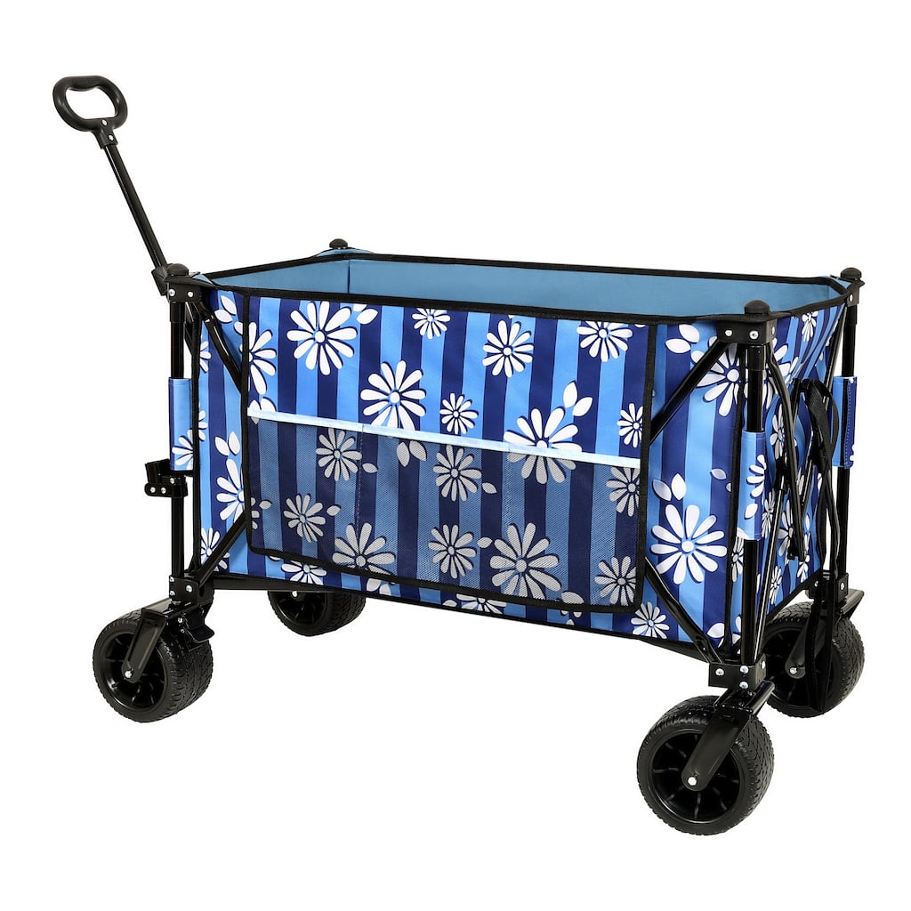 480lb Extended Heavy-Duty Folding Wagon - All-Terrain Wheels with Drink Holders, Side Pocket & Brakes