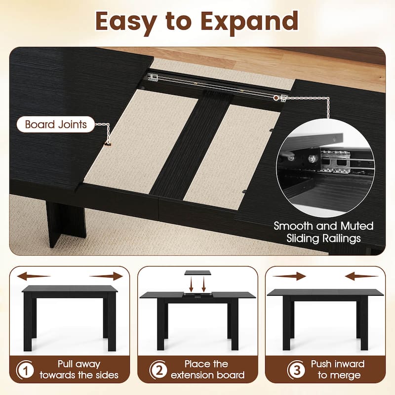 Costway 47”-62” Extendable Dining Table for 4-8 People for Dining Room - See Details
