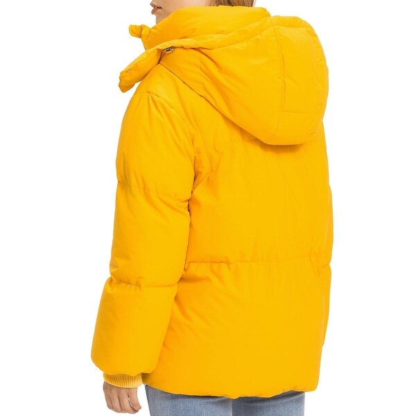 tommy jeans yellow oversized hooded puffer jacket