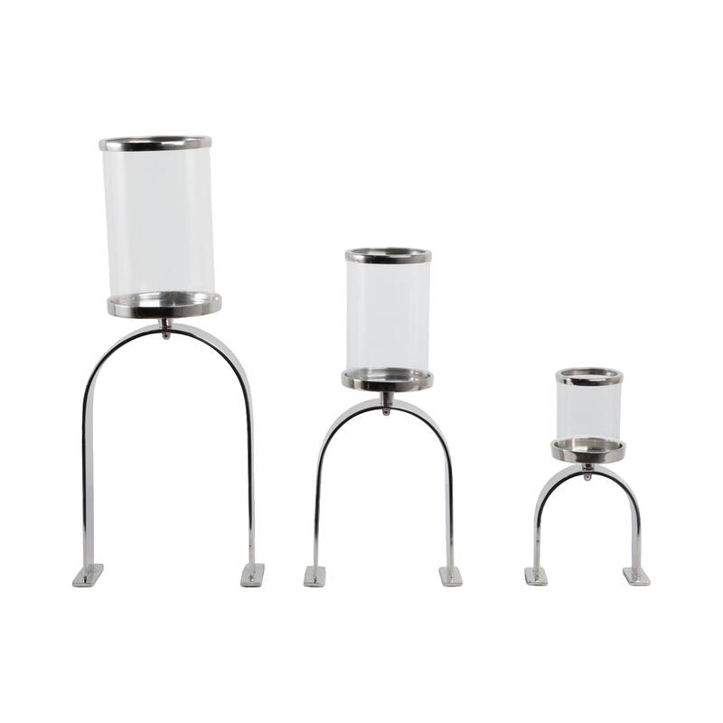 Candle Holders Set of 3 - Metal Pillar, 10/16/22" - 22.0"