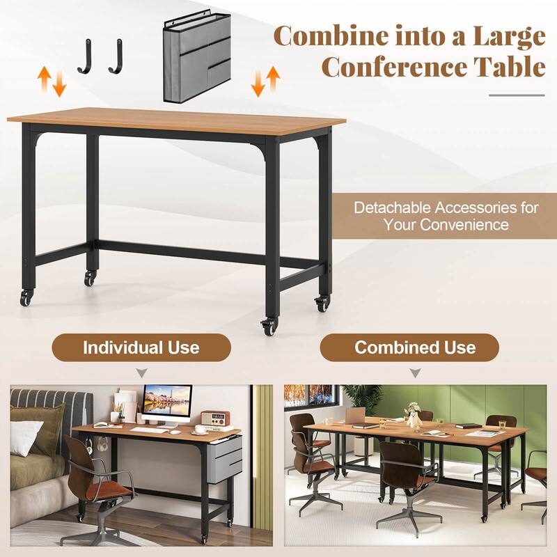 Costway 1/2/4 PCS Rolling Computer Desk Metal Frame PC Laptop Table