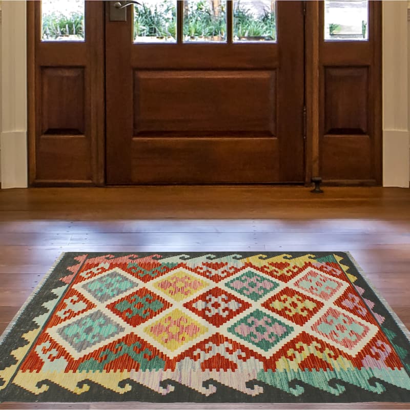 Flatweave Alvord Red/Charcoal Rug - 2'7" x 4'2"