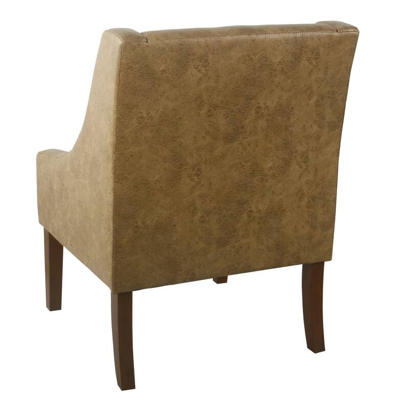HomePop Modern Swoop Arm Accent Chair - Distressed Brown Faux Leather