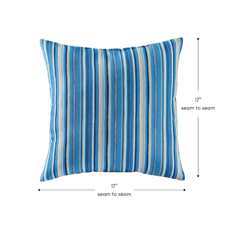 Greendale Coastal Stripe Outdoor 17-inch Square Accent Pillow (Set of 2)