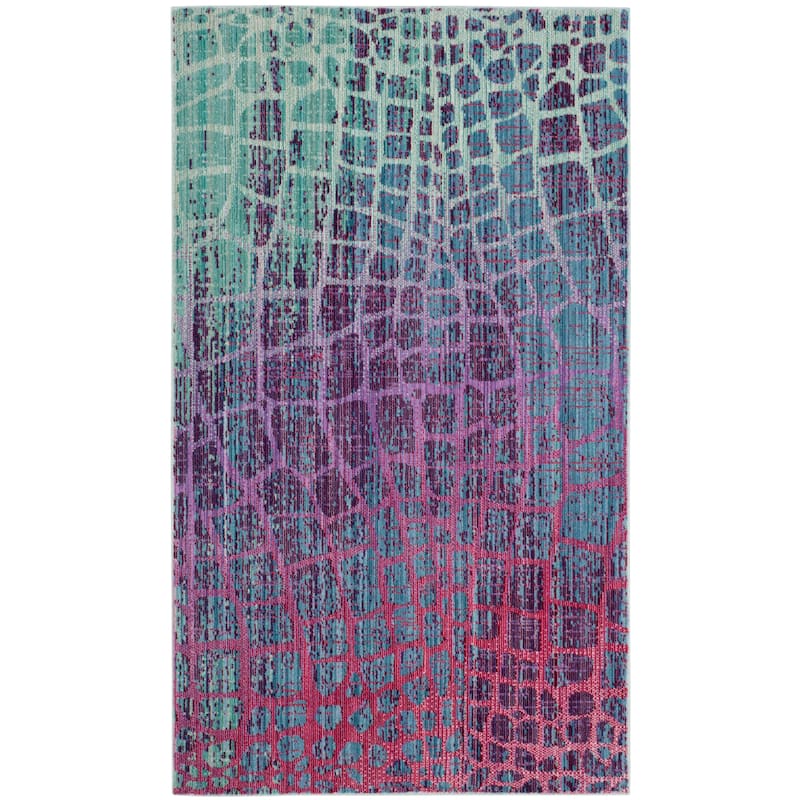 SAFAVIEH Valencia Nazila Distressed Vintage Boho Oriental Polyester Rug - 3' x 5' - Blue/Fuchsia