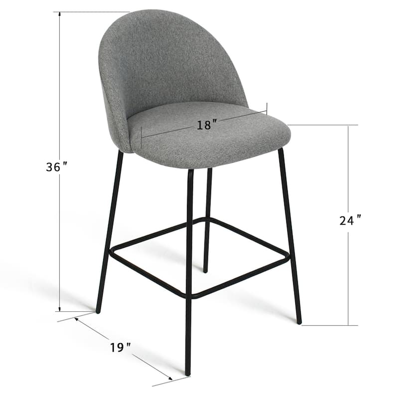 Nano Upholstered 25 inch Metal Frame Counter Stool (Set of 2) - 36"x19"x18"
