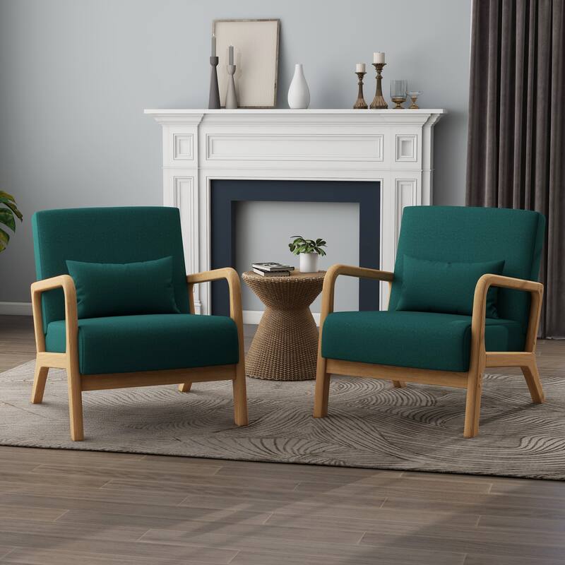 Upholstered Armchair Leisure Chair Accent Chairs Set of 2 with Pillow
