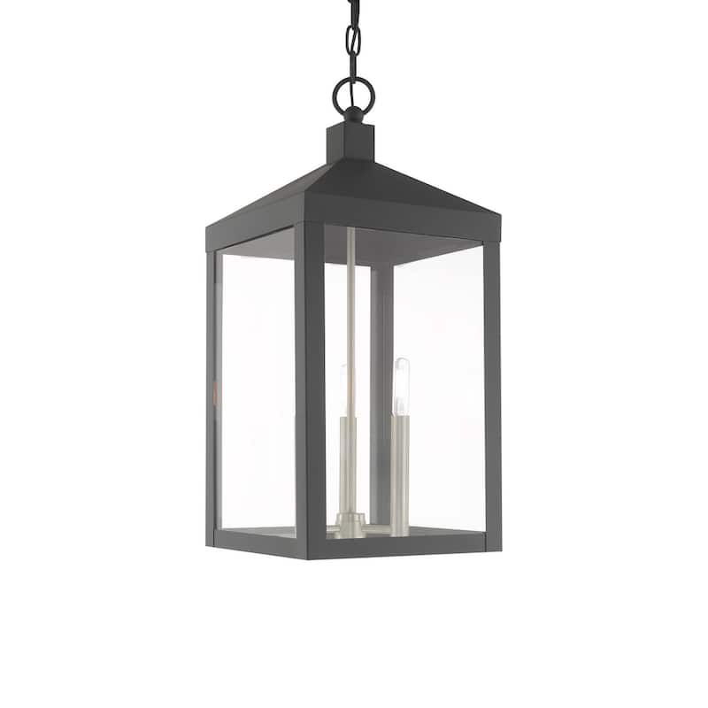 Livex Lighting Nyack 3 Light 11" Wide Outdoor Taper Candle Pendant - Scandinavian Gray