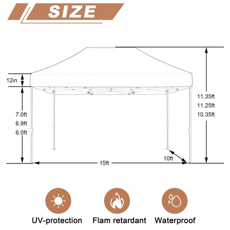 Tradesparker 10'x15' Pop Up Canopy Tent Commercial Instant Canopies - 10x15ft
