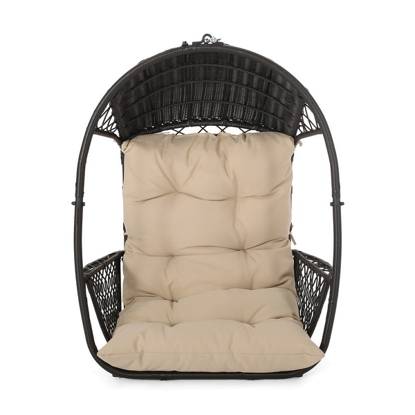 Malia Outdoor/Indoor Wicker Hanging Chair with Cushion (Stand Not Included) by Christopher Knight Home