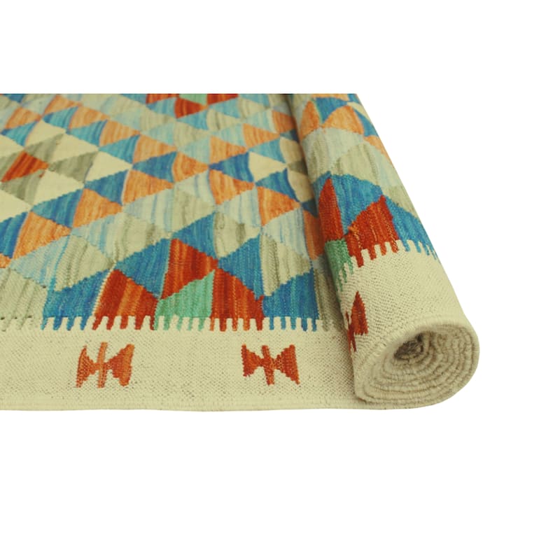 Sangat Flatweave Adamson Orange/Beige Runner - 2'8" x 15'10"