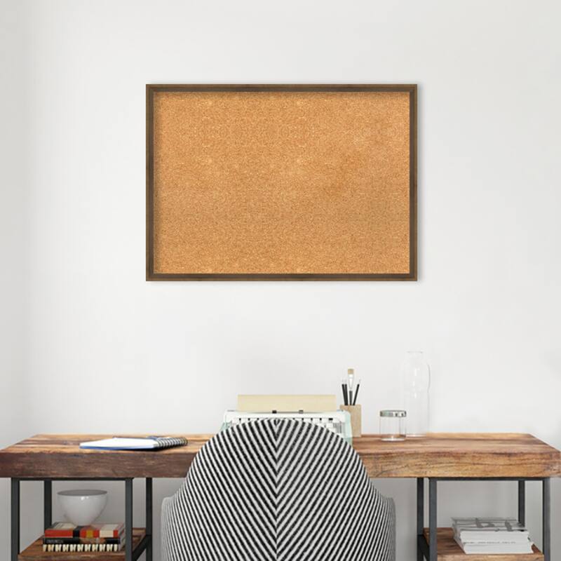 Lucie Metallic Wood Framed Natural Corkboard Bulletin Board