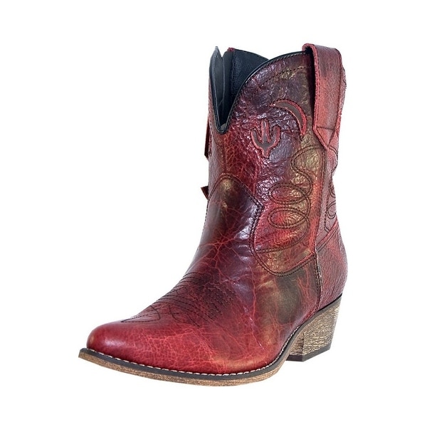 Dingo Fashion Boots Womens Adobe Rose Zip Red Distressed DI 695