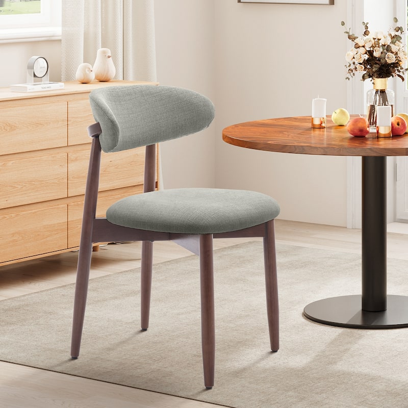 Modern Fabric Upholstered Kitchen Side Chairs, Farmhouse Dining Room Chair with Foot Pegs