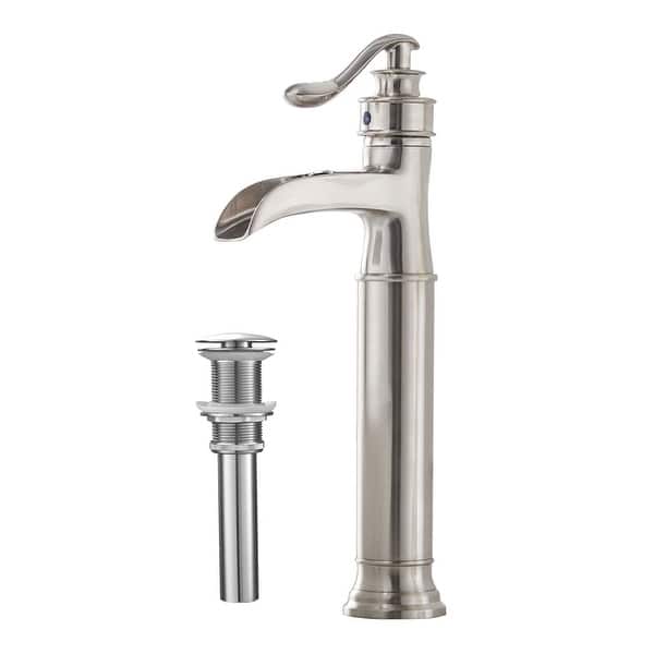 Shop Waterfall Single Handle Nickel Bathroom Faucet With Drain Assembly On Sale Overstock 31683979