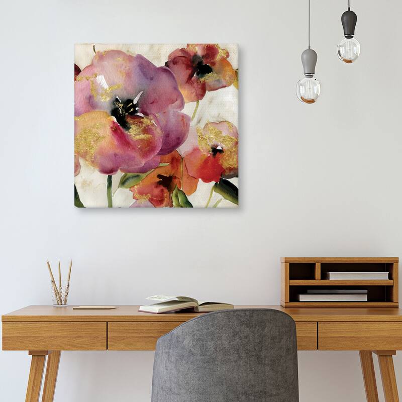 Gold Poppy Punch I Square by Carol Robinson Canvas Art Print