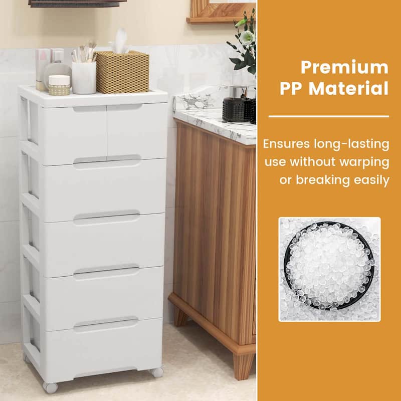 Costway 1 PCS 6-Drawer Plastic Rolling Storage Cart with 4 Universal - See Details