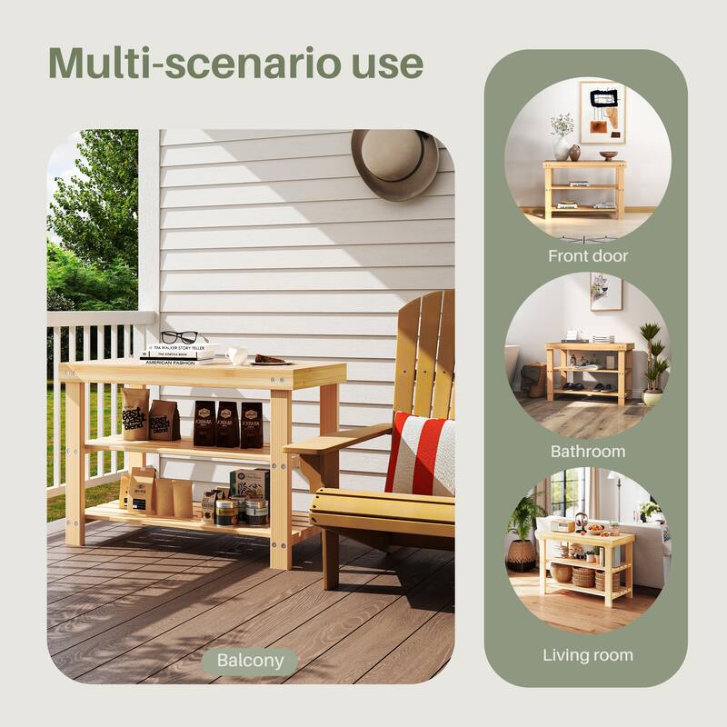 3-Tier Bamboo Shoe Rack Bench with Storage, Black, Brown, Wood
