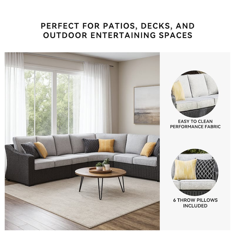 Signature Design by Ashley Beachcroft Black/Gray 4-Piece Outdoor Sectional - 180" W x 145" D x 35" H