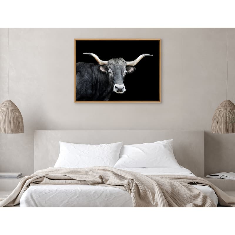 Kate and Laurel Sylvie Tudanca Cow Framed Canvas by Xyo
