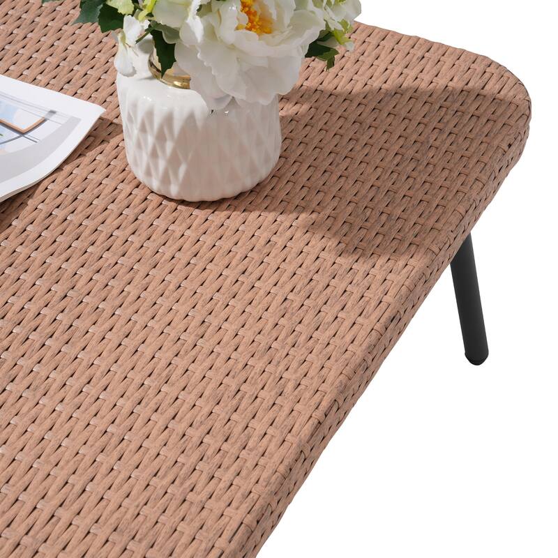 Outdoor Patio Furniture L-Shaped Corner Wicker Sofa Set with Coffee Table