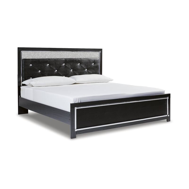Signature Design by Ashley Kaydell Black/Silver Upholstered Panel Platform Bed