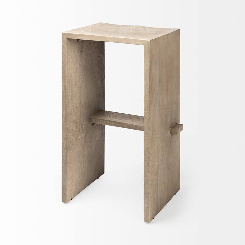 Aida Light Brown Solid Wood Bar Stool