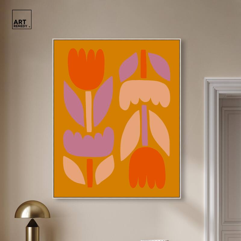 Tulips in Ochre Land Canvas by Art Remedy