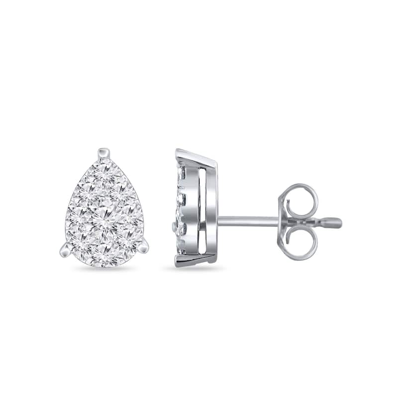 Auriya 14k Gold 1/4ctw Teardrop Pave Diamond Stud Earrings (H-I, I1-I2) - White