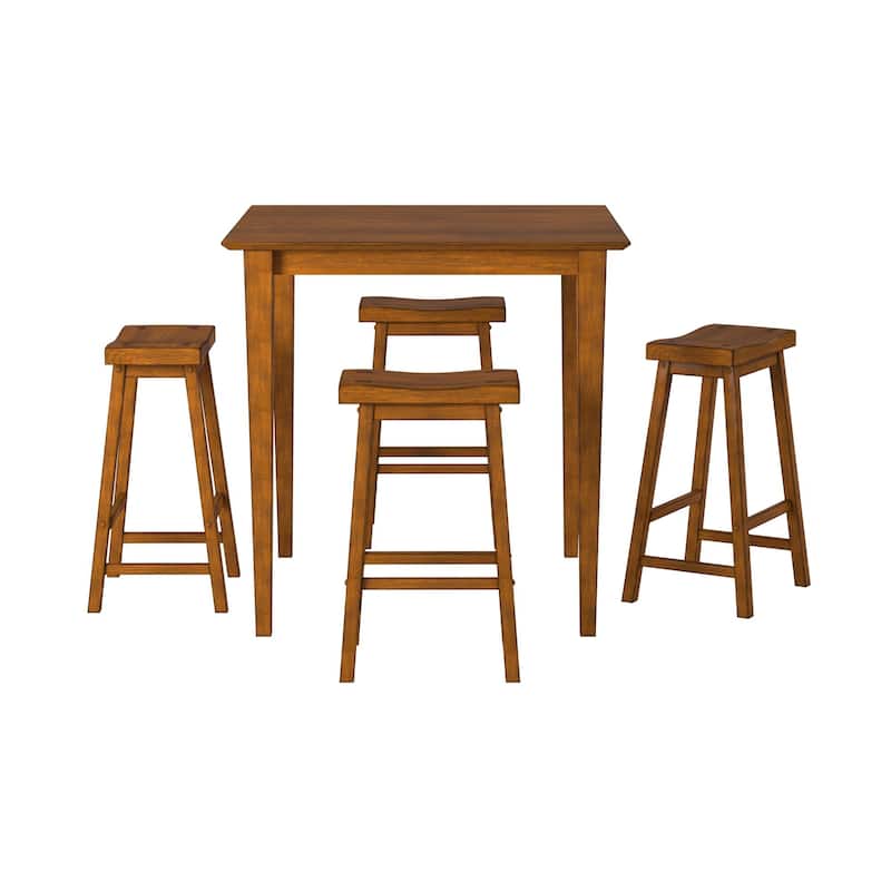 Casual Dining 29-Inch Bar Height Stools 2Pc Set Saddle Seat Solid Wood Oak Finish Home Furniture