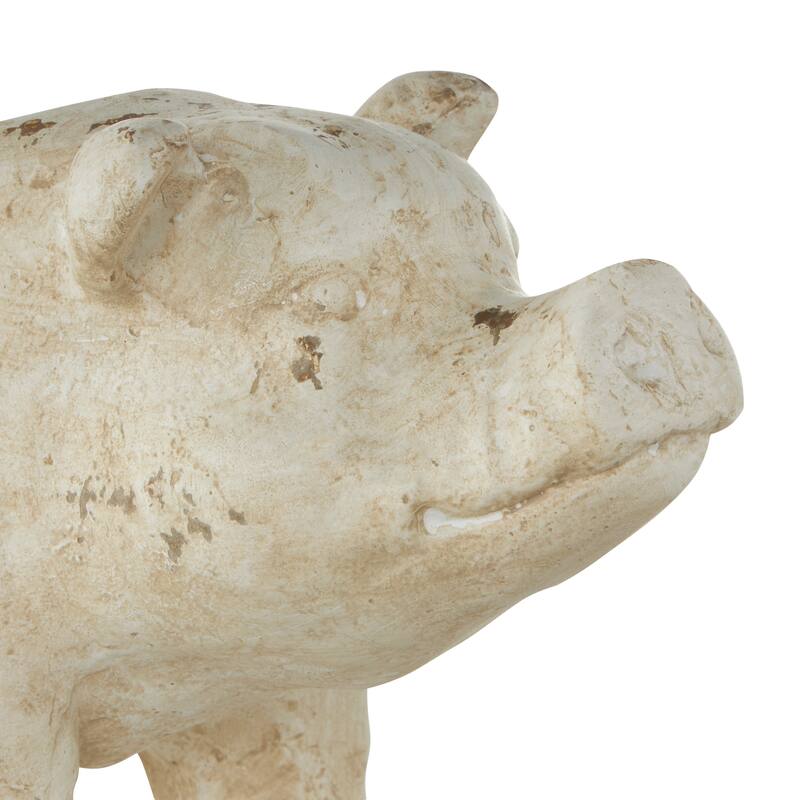 Light Brown Magnesium Oxide Pig Indoor Outdoor Planter with Distressed Details