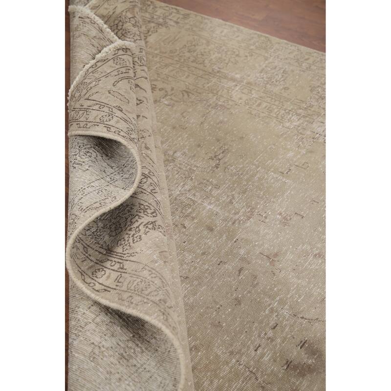 Hand Knotted Oriental 100% Wool Carpet Traditional Medallion Beige & Ivories Tabriz Area Rug - 9' 5'' X 6' 7''
