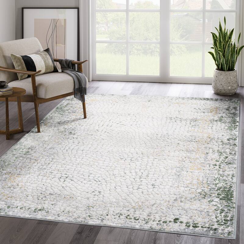 Abani Atlas Collection ATL210A Contemporary Grey Green Area Rug