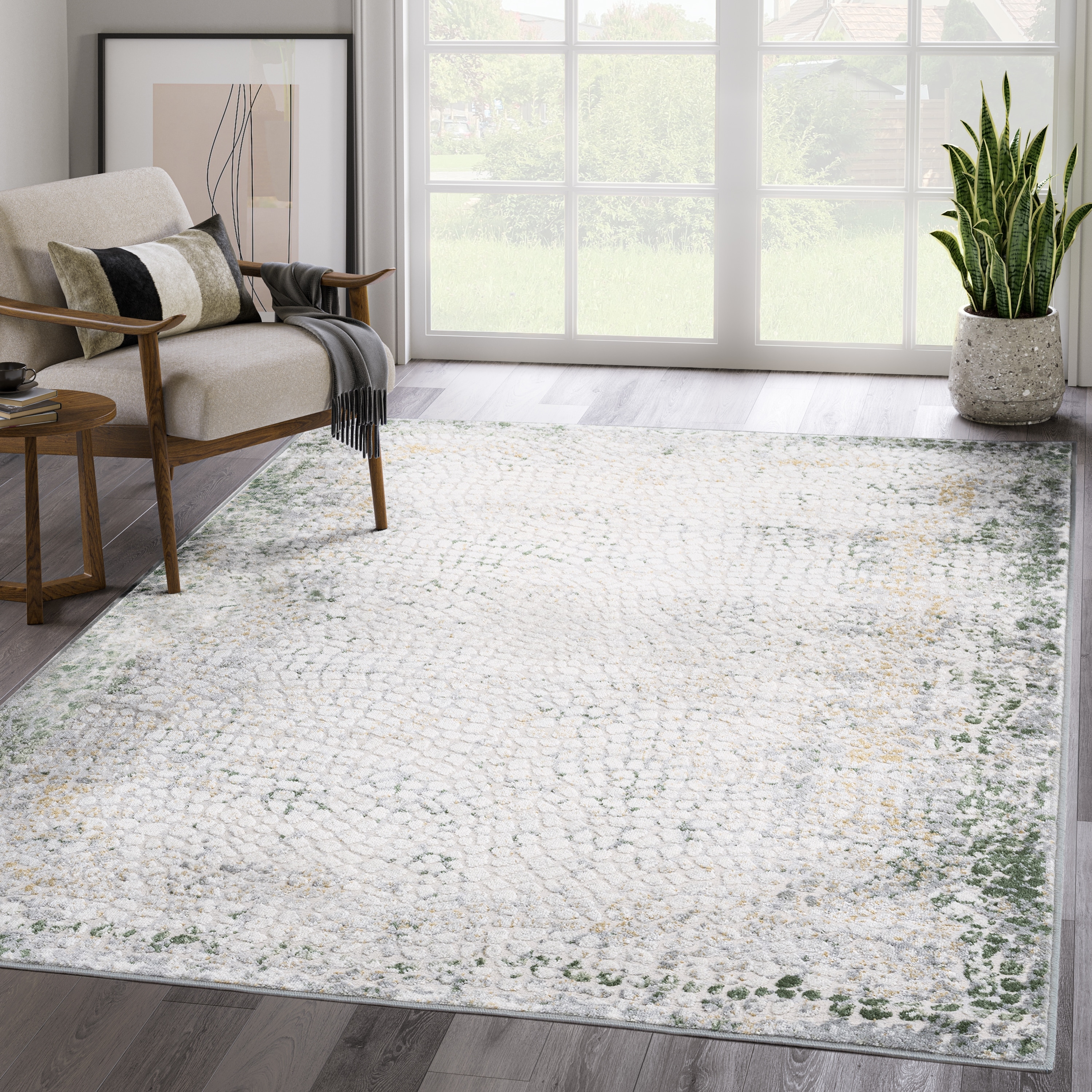 Abani Atlas Collection ATL210A Contemporary Grey Green Area Rug