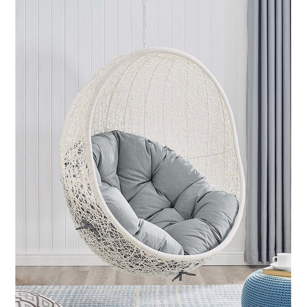 Balmoral Outdoor White Rattan with Grey Cushioned Hanging Swing Chair