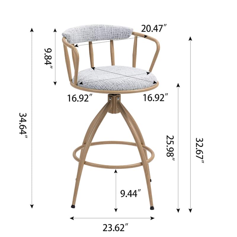 Set of 2 26" Swivel Counter Height Modern Bar Stools