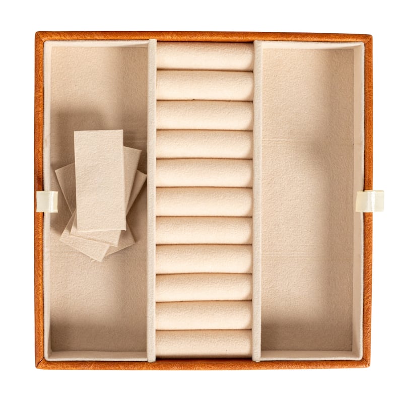 Household Essentials Vegan Leather 2-Layer Jewelry Organizer Box with Clasp Closure - 9.3"L x 7.3"W x 3.8"H