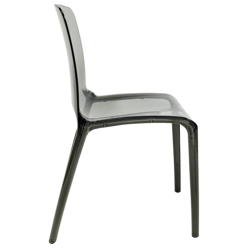 Stackable Plastic Dining Chair Set of 2 Modern Full Back Acrylic Transparent Side Chair