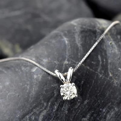 Auriya 14k Gold 1/3ctw Round Solitaire Diamond Necklace (J-K, SI1-SI2)