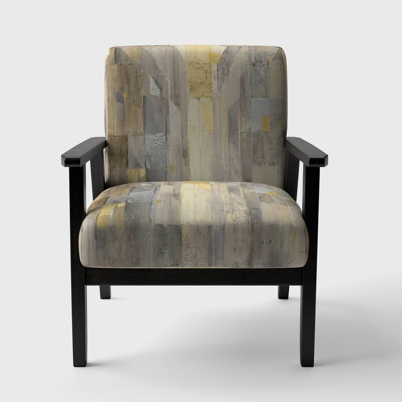 Designart "Gold Square Watercolor" Upholstered Glam Accent Chair - Arm Chair
