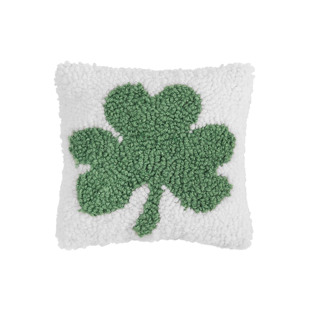 8" x 8" Shamrock St. Patrick's Hooked Petite Pillow