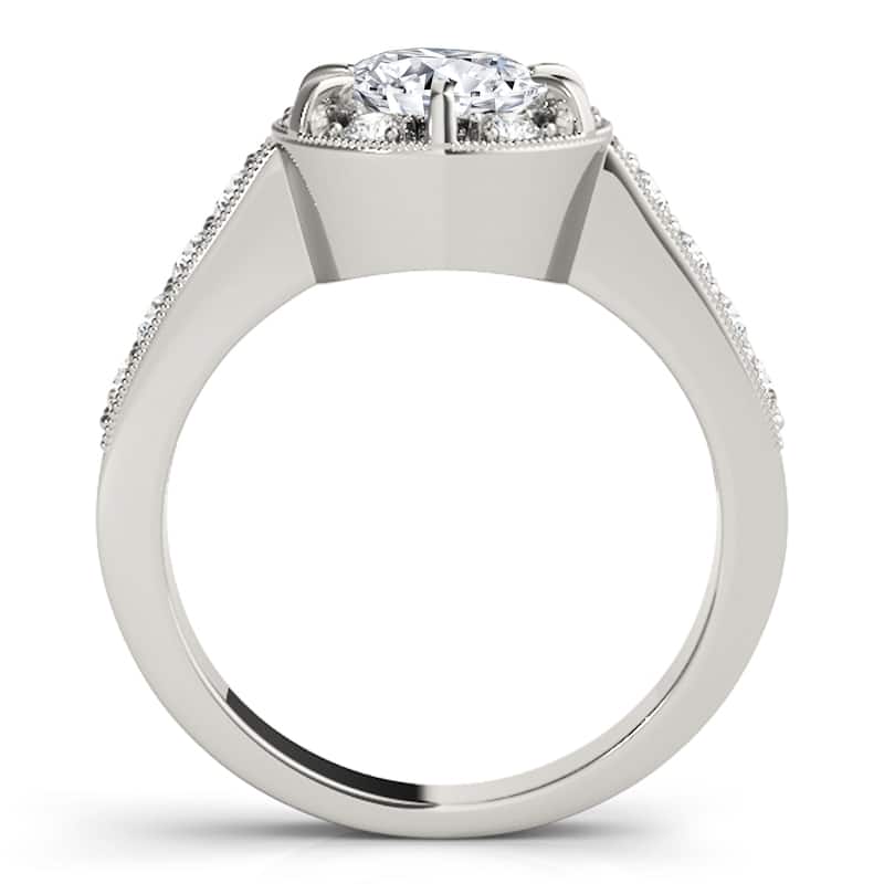 Auriya 14k White Gold Lab Grown Round Diamond Halo Engagement Ring 0.50 to 5.00 ct. tw. (F-G VS)