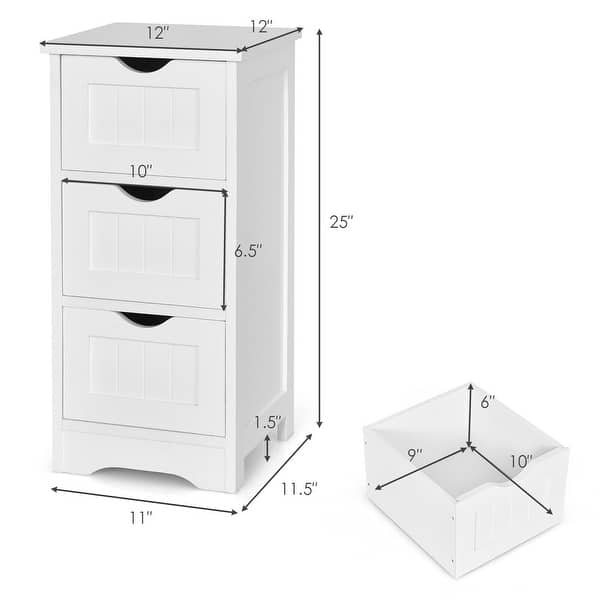 Gymax Bathroom Corner Storage Cabinet Free Standing Tall Bathroom Cabinet  W/3 Shelves 