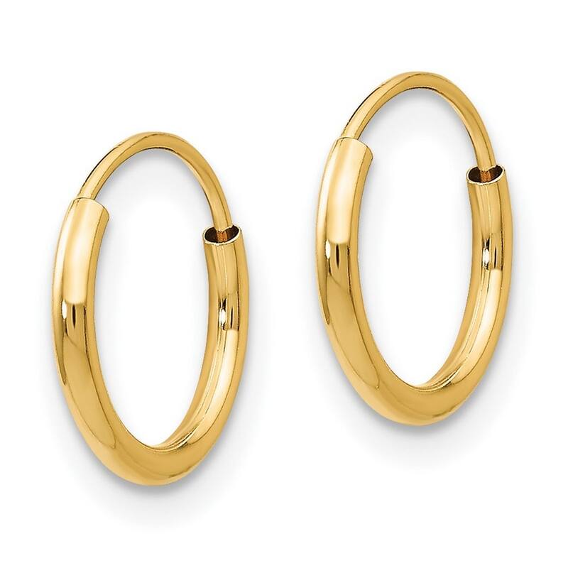 Curata 14k Yellow Gold Polished Small 8mm Endless Hoop Earrings