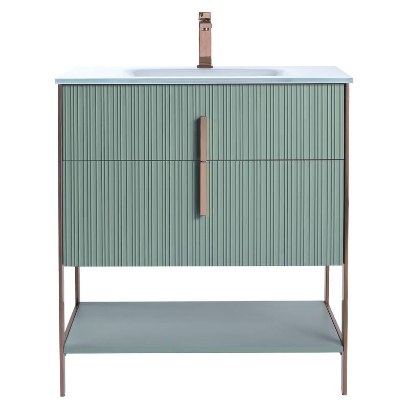 Fine Fixtures Serenity Modern Bathroom Vanity with White Glass Top